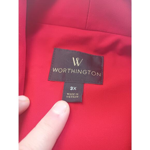 Worthington Red Plus Size Blazer Women Size 3X Ruched Sleeves Festive - Picture 4 of 7